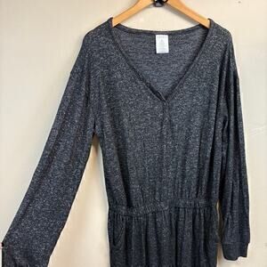 Serra Women's Long Sleeve Cozy Lounge Sleepwear Romper Gray Size XL